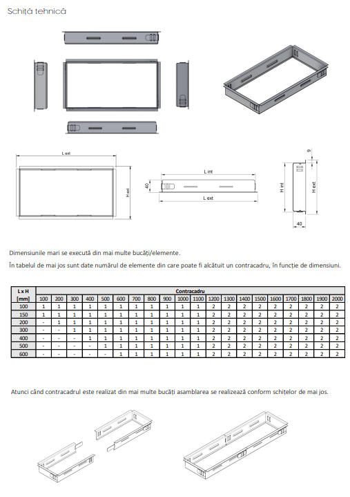 Contracadru Grila Ventilatie CC din Otel Galvanizat - Sistem Montaj Ascuns