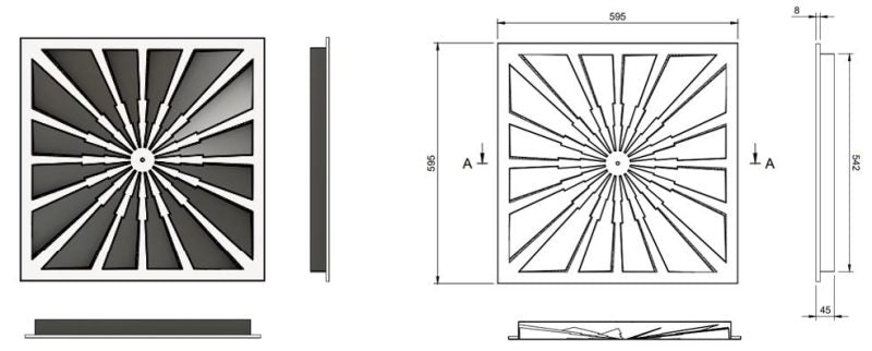 Difuzor Arhitectural Pătrat 595×595 mm cu Jet Turbionar CRACK