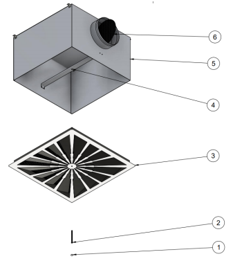 Difuzor Arhitectural Pătrat 595×595 mm cu Jet Turbionar CRACK