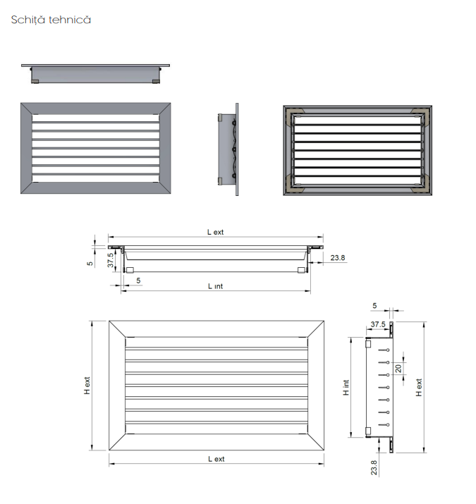 Grila Aspiratie/Refulare din Aluminiu cu Lamele Mobile DD-1 - Ventilatie si Climatizare