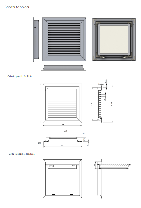 Grila de Aspiratie din Aluminiu cu Usa de Acces si Filtru G4 SD-D - Trapa Vizitare