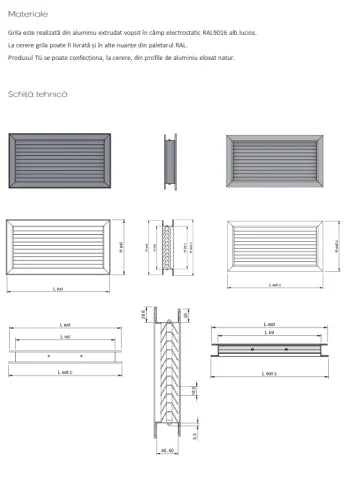Grila de Transfer din Aluminiu pentru Usi TG - Lamele Opace anti-vizibilitate in forma de V