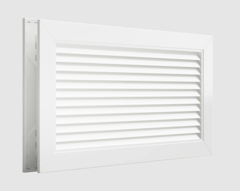 Grila de Transfer Subtire din Aluminiu pentru Usi TG-S - Lamele Opace in V pentru Usi de 20 mm