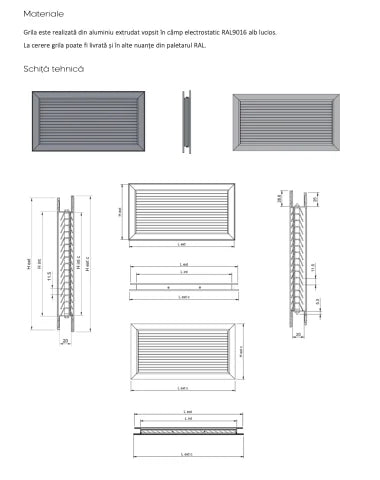 Grila de Transfer Subtire din Aluminiu pentru Usi TG-S - Lamele Opace in V pentru Usi de 20 mm