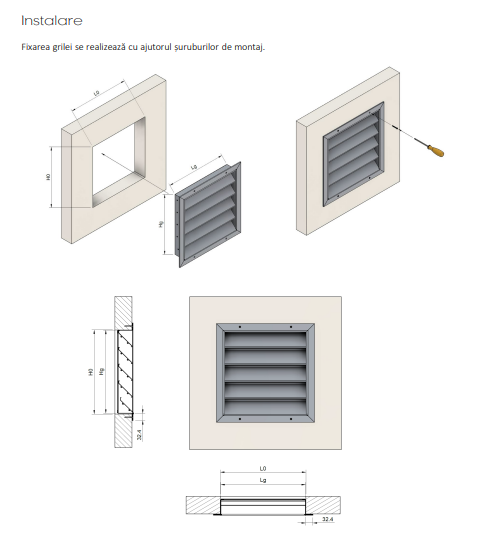 Grila de Ventilatie pentru Exterior Antiploaie WPL - Aluminiu cu Plasa de Otel