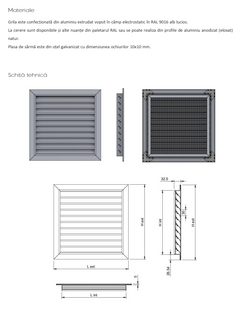 Grila de Ventilatie pentru Exterior Antiploaie WPL-S - Aluminiu cu Plasa de Otel
