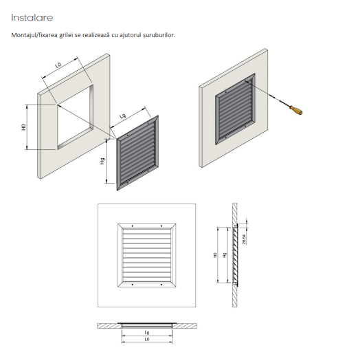 Grila de Ventilatie pentru Exterior Antiploaie WPL-S - Aluminiu cu Plasa de Otel