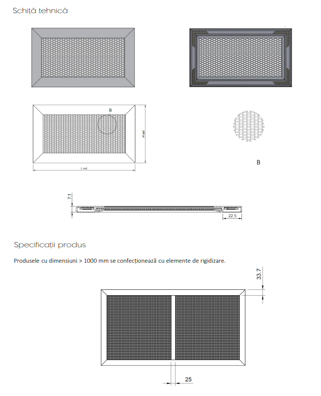 Grila de Ventilatie si Transfer din Tabla Expandata RP - Rama Aluminiu
