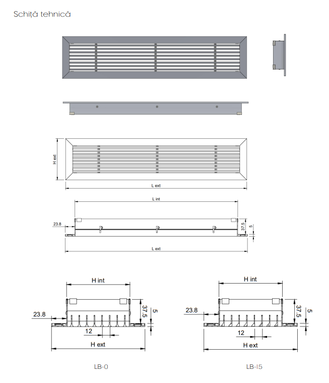 Grila Liniara Decor cu Lamele Fixe 0° din Aluminiu — Grilă Ventilație Liniară