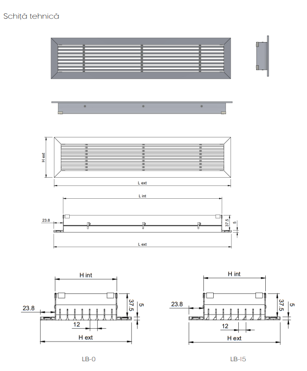 Grilă Liniară Decor cu Lamele Fixe 15° din Aluminiu — Grilă Ventilație Liniară