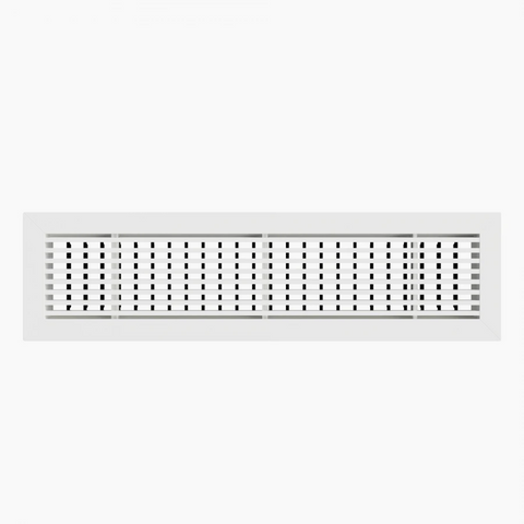 Grilă Liniară Decor cu Lamele Fixe 15° din Aluminiu și Dublu Deflector - Grilă Ventilație Liniară