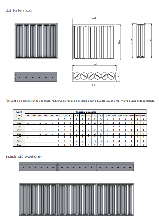 Registru de Reglaj Debit Aer OBD din Aluminiu - Lamele Opozabile Manual
