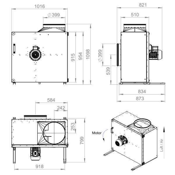 Dimensiuni ventilator extractie bucatarie (hota) Ruck MPS 500 D4 30 | Cod 140708