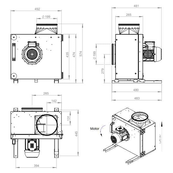 Dimensiuni ventilator extractie bucatarie (hota) Ruck MPS 225 D2 30 | Cod 140710