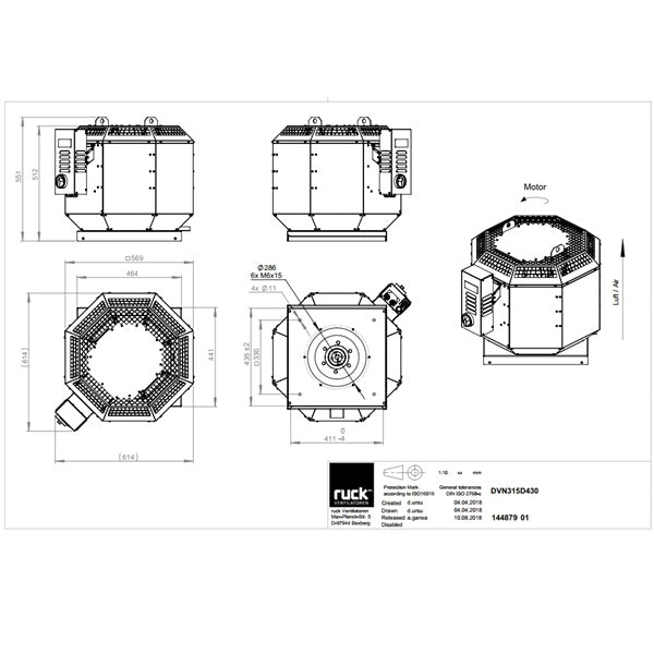 Dimensiuni ventilator de acoperis Ruck DVN 315 D4 30 — cod RUCK 144879