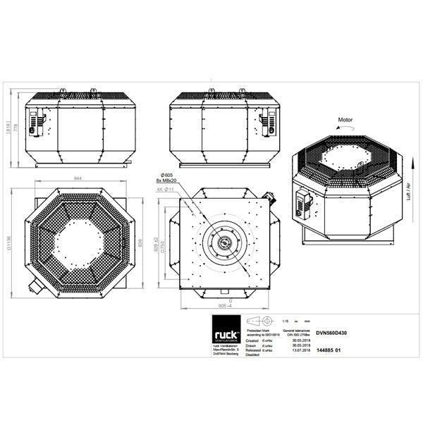 Dimensiuni ventilator de acoperis Ruck DVN 560 D4 30 — cod RUCK 144885