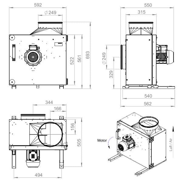 Ventilator extractie bucatarie (hota) Ruck MPS 250 D2 F4 30 | Cod 145819