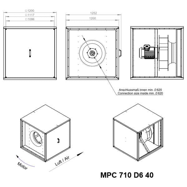 Dimensiuni ventilator hota Ruck MPC 710 D6 40 | Cod 150953