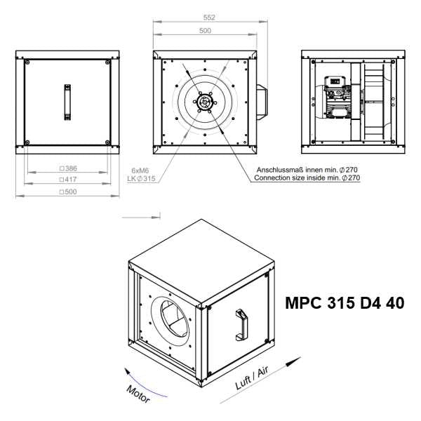 Dimensiuni ventilator hota Ruck MPC 315 D4 40 | Cod 157193