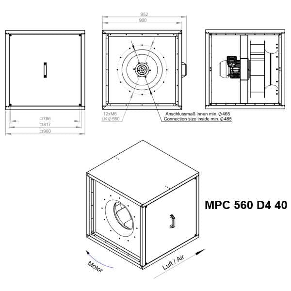 Dimensiuni ventilator hota Ruck MPC 560 D4 40 | Cod 157203