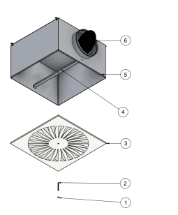 Difuzor Pătrat 595×595 cu Jet de Aer Turbionar pentru Ventilație (Până la 4m înălțime)