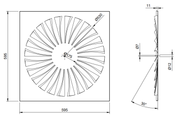 Difuzor Pătrat 595×595 cu Jet de Aer Turbionar pentru Ventilație (Până la 4m înălțime)