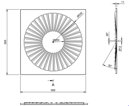ST Difuzor turbionar pătrat 595×595mm - Lamele fixe, jet de aer pentru încăperi până la 4m
