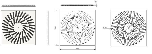Difuzor Turbionar 595×595mm pentru Introducerea și Evacuarea Aerului - Lamele Ajustabile și Performanță Ridicatăv SW-R48