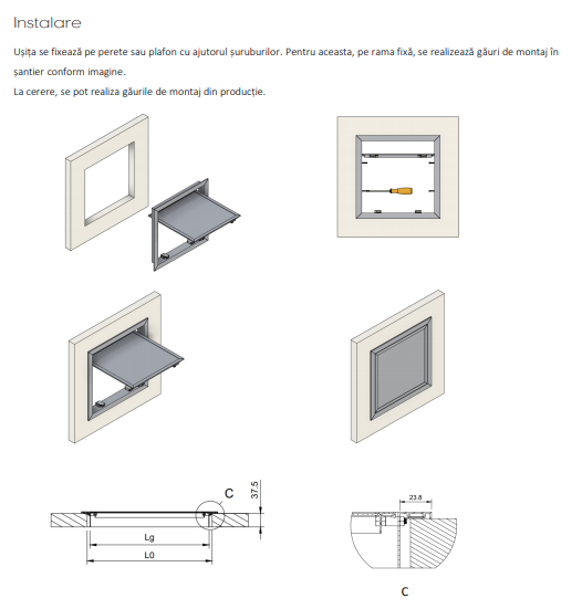 Usa de Vizitare AD din Aluminiu cu Deschidere Click - Trapa Acces Perete si Plafon