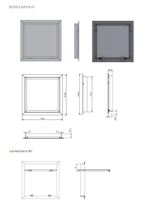 Usa de Vizitare AD din Aluminiu cu Deschidere Click - Trapa Acces Perete si Plafon