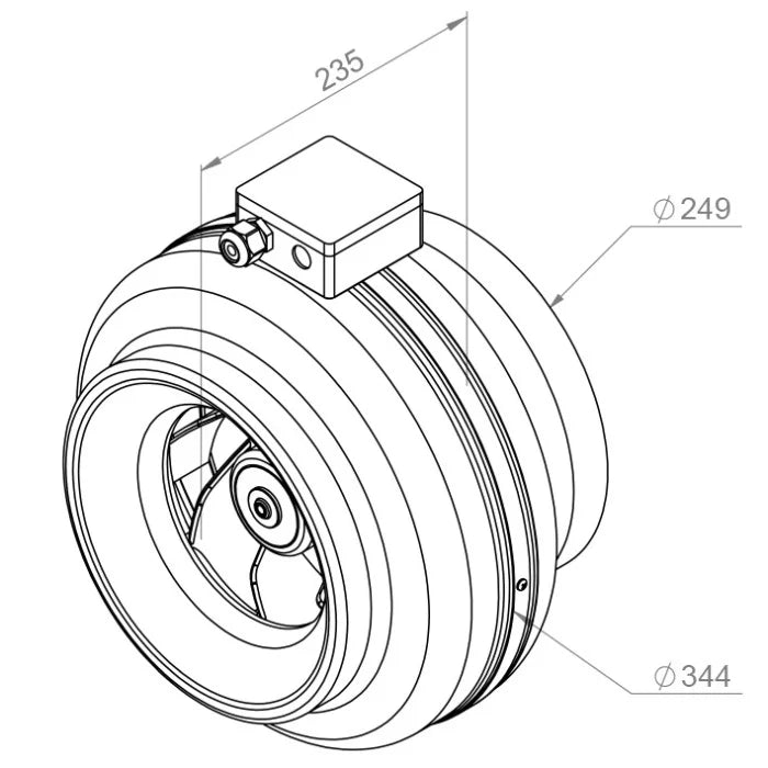 Ventilator radial in-line circular de tubulatura - RUCK - RS 250 EC K 01 - 154639 - 90 W - 815 mc/h - 230V/50Hz