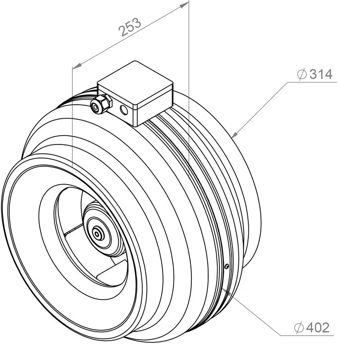 Ventilator radial in-line circular de tubulatura - RUCK - RS 315 EC K 01 - 159763 - 160 W - 1340 mc/h - 230V/50Hz