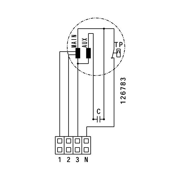 Ventilator de tubulatură Ruck EM 150L E2M 01, DN150 — schemă electrică