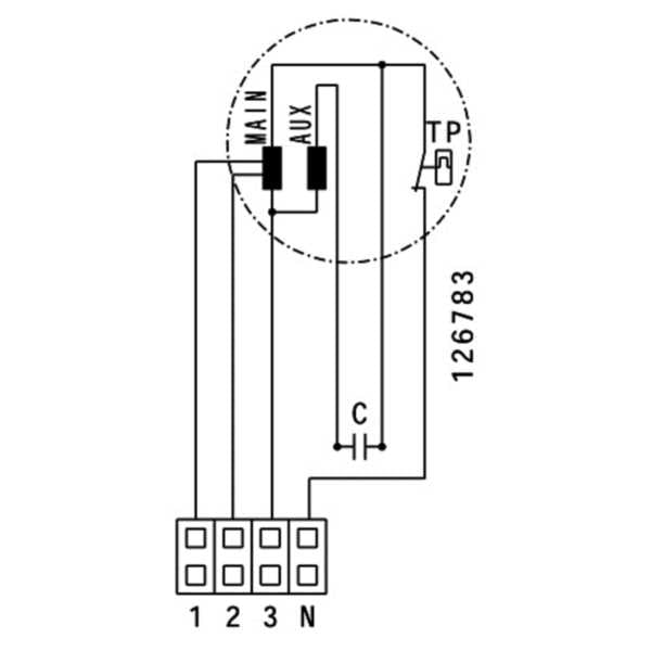 Ventilator de tubulatură Ruck EM 160L E2M 01, DN160 — schemă electrică