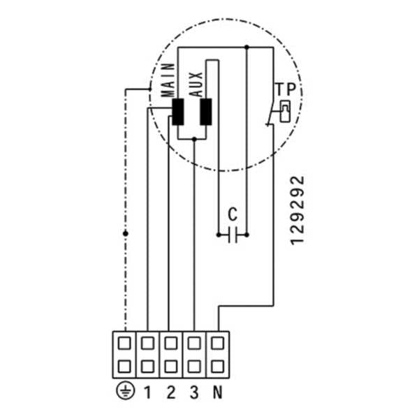Ventilator de tubulatură Ruck EM 315 E2M 01, DN315 — schemă electrică
