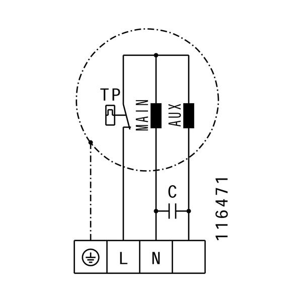 Ventilator de tubulatură Ruck RS 100L, DN100 — schemă electrică