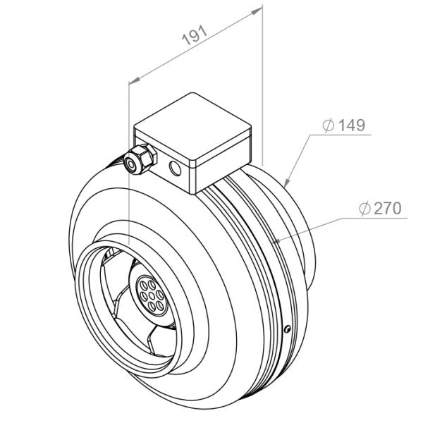 Ventilator radial in-line circular de tubulatura - RUCK - RS 150 10 - 134984 - 48 W - 440 mc/h - 230V/50Hz